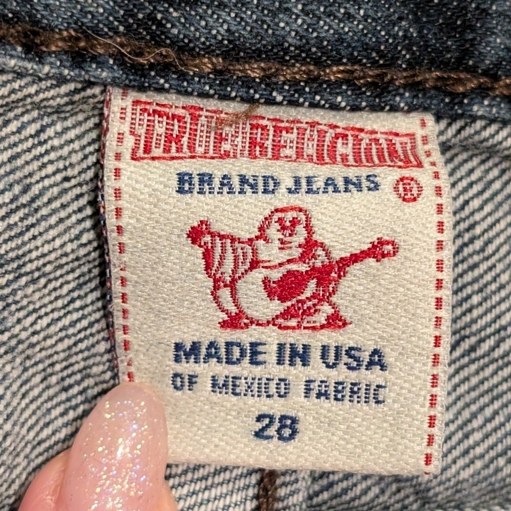 True Religion Ricky Mens Jeans 28 Relaxed Fit Straight Leg Denim Vintage Ripped - Picture 3 of 6